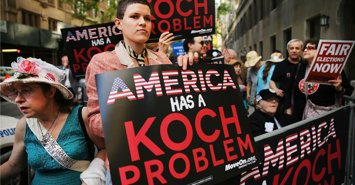 "The Kochs are bigger than either of the Democratic or Republican parties, manipulate both, and are determined to keep the Senate Republican...A major focus of Koch money has been to ensure that no legislation is passed to curb the burning of fossil fuels."(Photo: Spencer Platt/Getty Images)