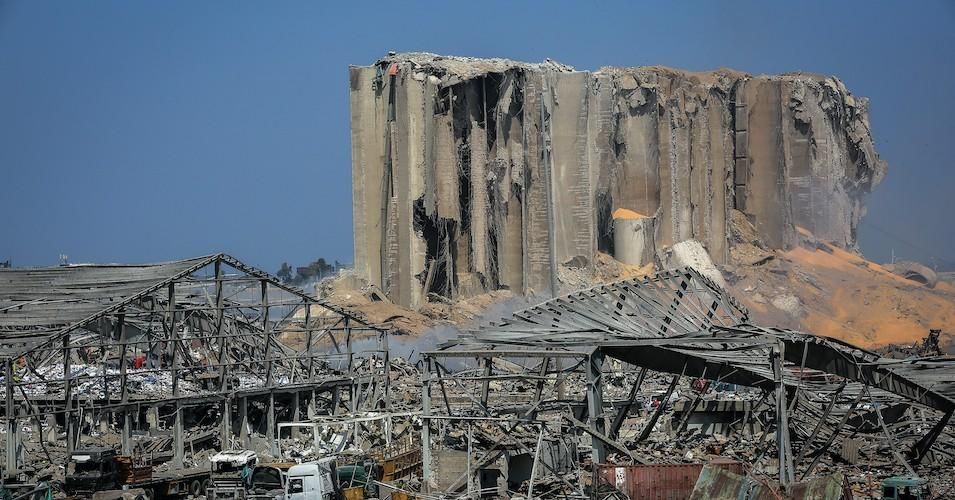 The destroyed port a day after a massive explosion rocked Beirut, killing at least 100 people and injuring thousands. 