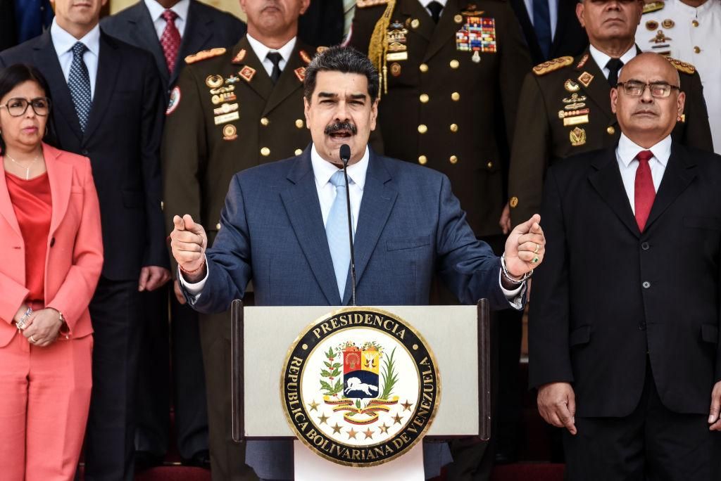 President of Venezuela Nicolas Maduro speaks during a press conference at Miraflores Government Palace on March 12, 2020 in Caracas, Venezuela. (Photo by Carolina Cabral/Getty Images)