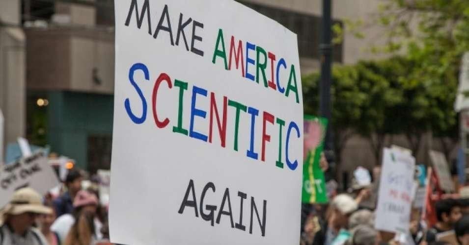 A sign held at the March for Science in San Francisco, California, on April 22, 2017. 