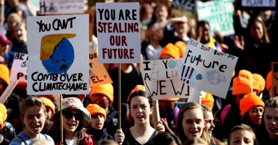 School children march down Queen Street during a climate change protest on May 24, 2019 in Auckland, New Zealand. Thousands of students across New Zealand are demonstrating in the streets again to fight for climate change action. (Photo: Hannah Peters/Getty Images)