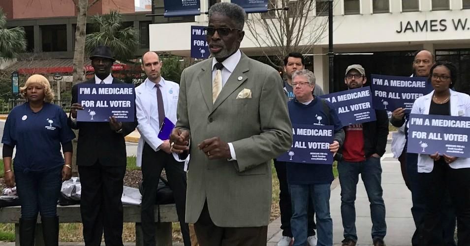 Charles Brave, president of the South Carolina AFL-CIO, speaks during an "I'm a Medicare for All Voter" campaign press conference in Charleston, South Carolina on February 24, 2020. (Photo: Medicare for All — South Carolina/Twitter)