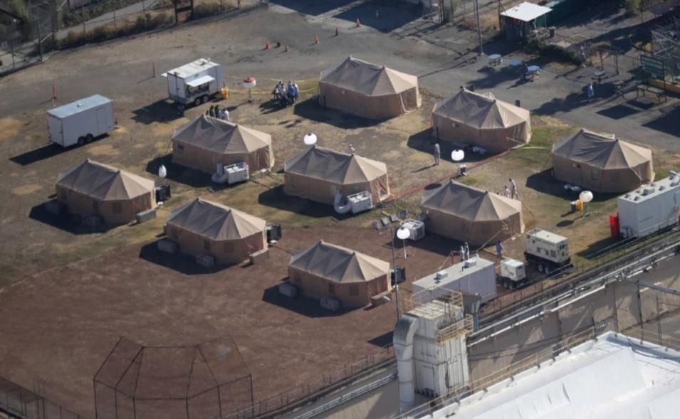 Isolation "tent city" set up on the grounds of the Folsom Prison in California in response to a coronavirus outbreak. (Photo: Getty Images)