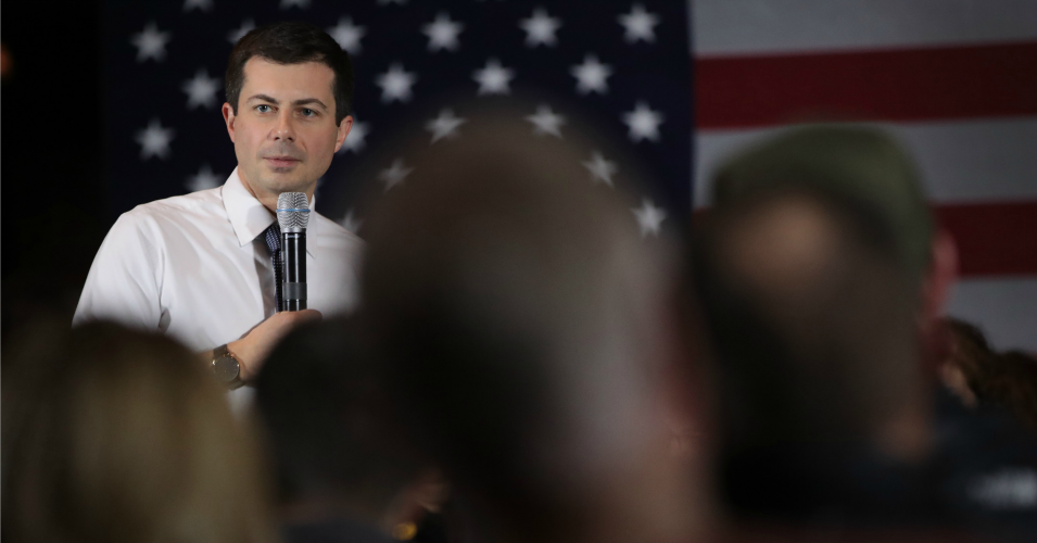 Buttigieg changes positions in response to pressure from Wall street and big pharmaceuticals. (Photo: Scott Olson/Getty Images)