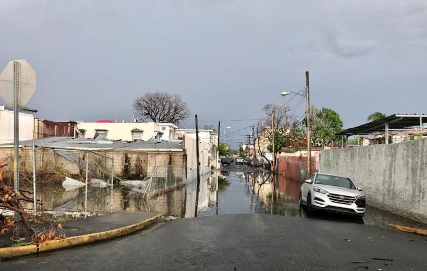 A flooded street in Puerto Rico's capital, San Juan, after Hurricane Maria. 