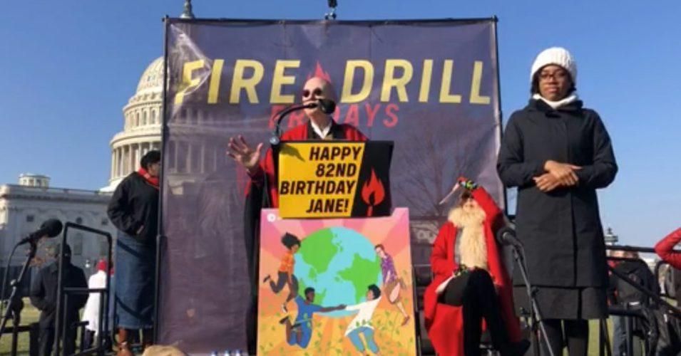 Roshi Joan Halifax speaking at Fire Drill Fridays, December 20, 2019.