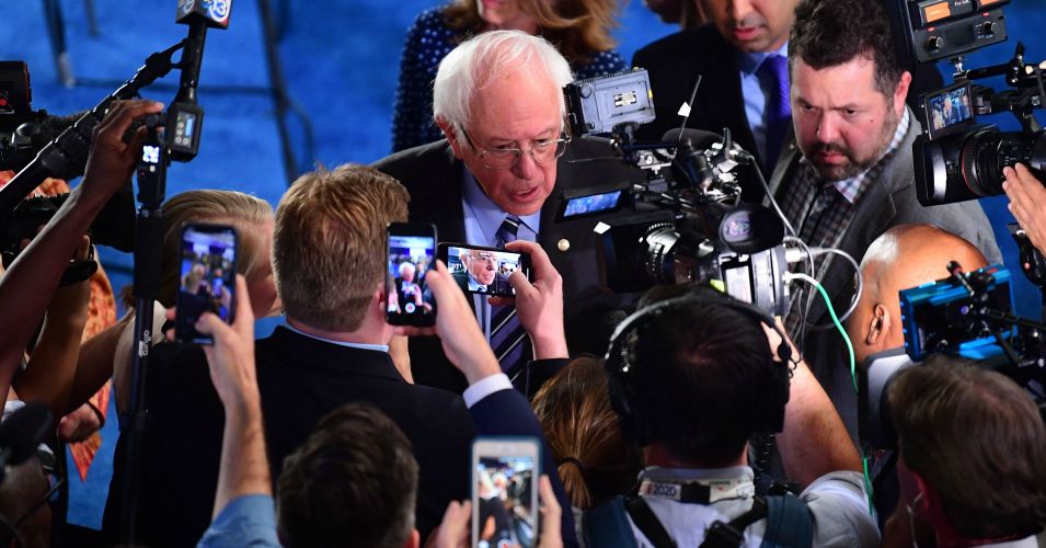 Democratic presidential hopeful Vermont Senator Bernie Sanders speaks at the Spin Room after the third Democratic primary debate of the 2020 presidential campaign season hosted by ABC News in partnership with Univision at Texas Southern University in Houston, Texas on September 12, 2019. (Photo: Frederic J. Brown/AFP/Getty Images)