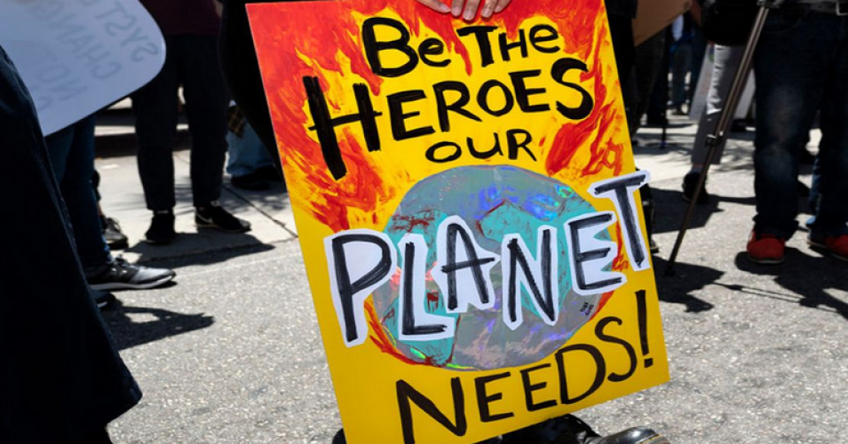Students and environmental activists participate in a climate strike in Los Angeles, California on May 24, 2019.