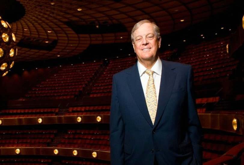 New York Times depiction (8/26/19) of David Koch, a "generous benefactor of hospitals and museums."