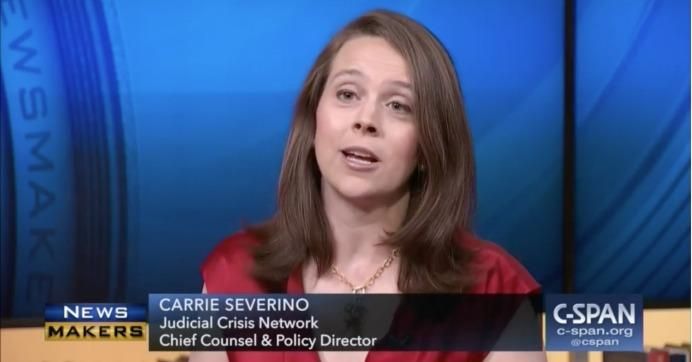Carrie Severino leads the Judicial Crisis Network, a 501(c)(4) secret-money "social welfare" nonprofit that has spent millions of dollars promoting conservative judges and plays a key role in the campaign to ban legal abortion in the U.S. 