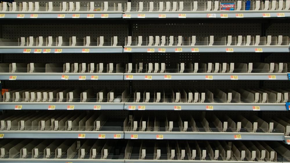 Empty drug store shelves in Phoenix, Arizona shortly after quarantine measures were announced. (Photo: Shutterstock)