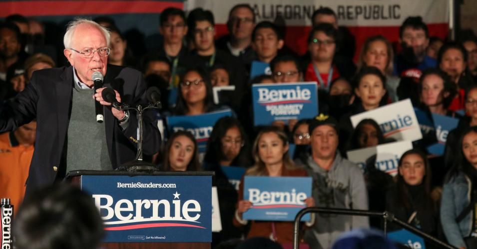 Democratic presidential hopeful Vermont Senator Bernie Sanders Speaks to supporters at an Immigration Town Hall in San Ysidro, California on December 20, 2019 at San Ysidro High School. (Photo: Sandy Huffaker / AFP / Getty Images)
