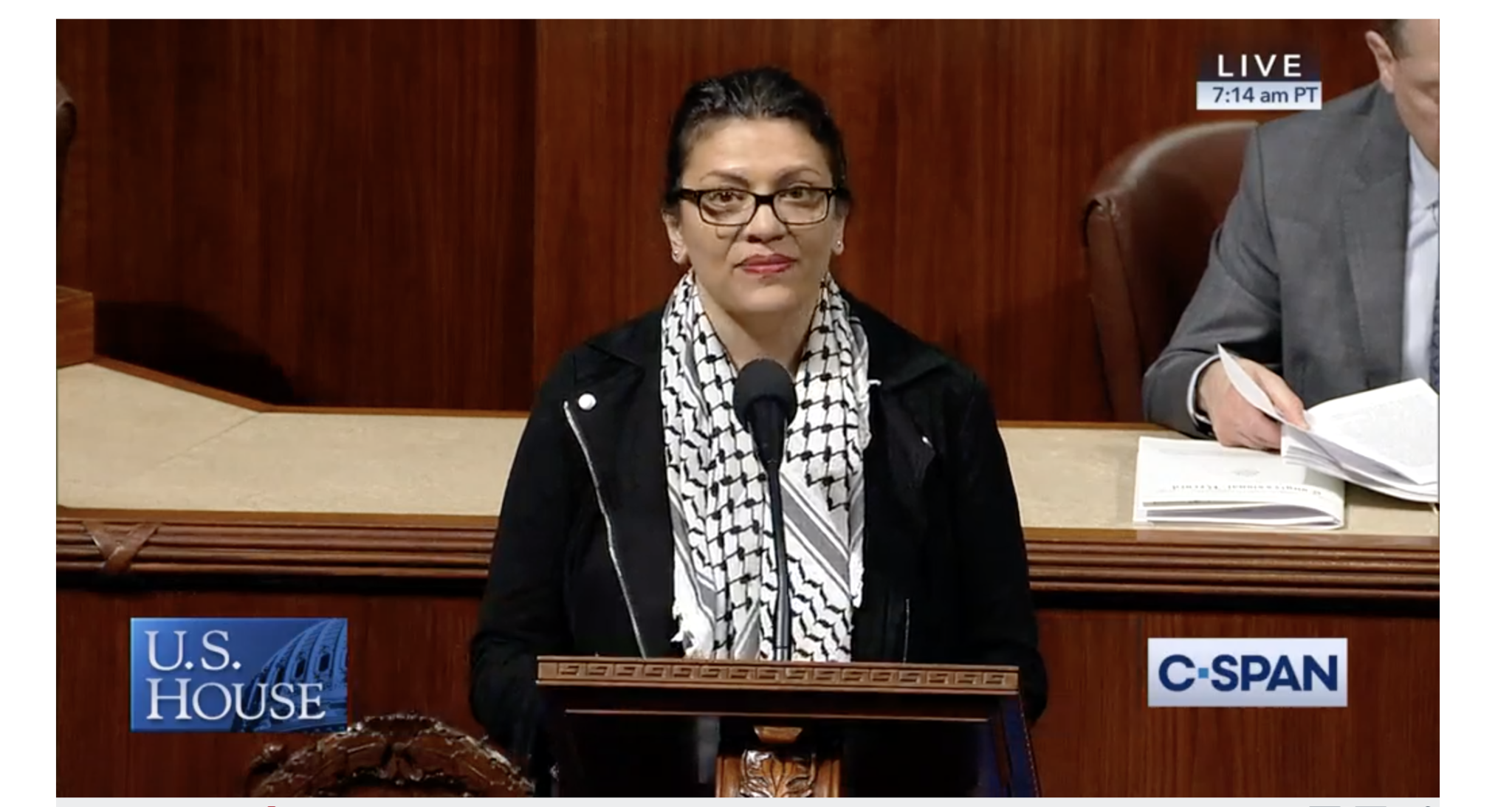 Rep. Rashida Tlaib addressing the House of Representatives on H.Res.326. (Photo: Screenshot)