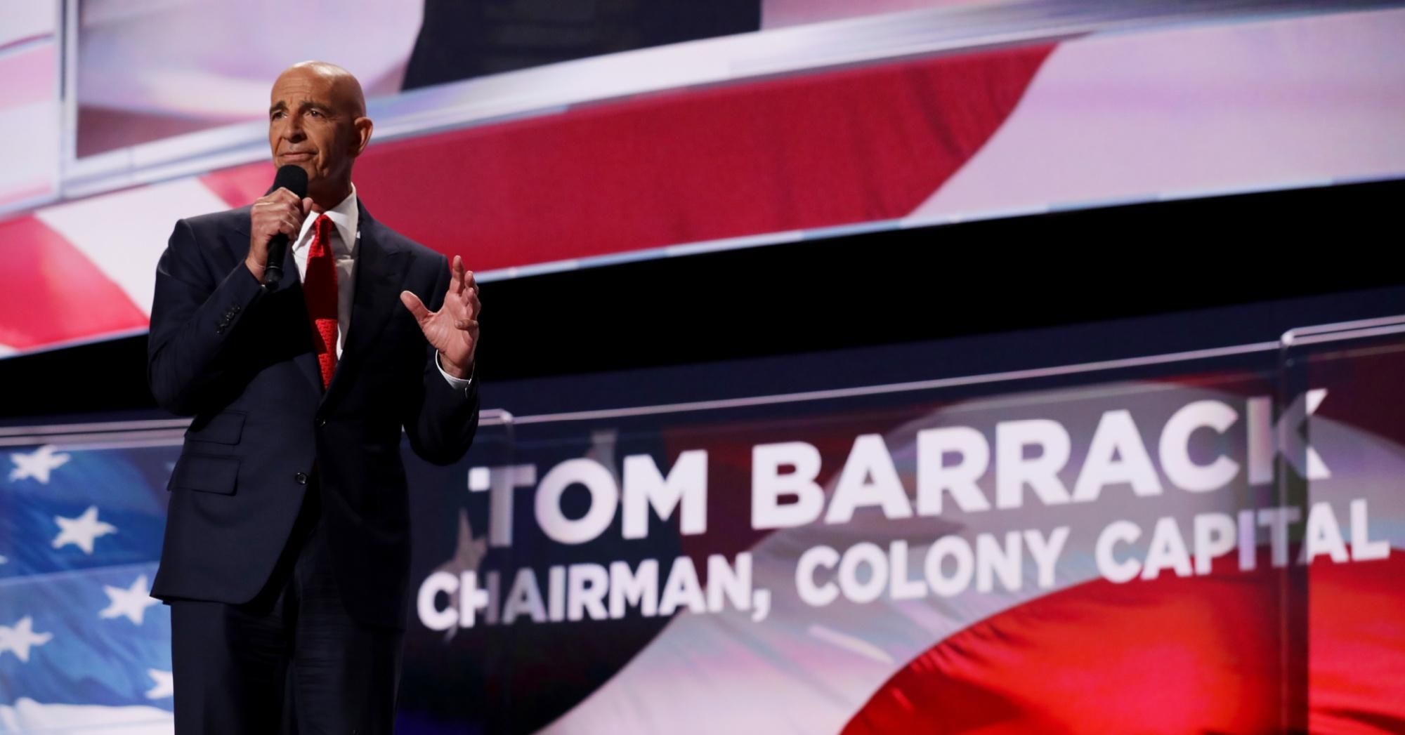 Tom Barrack, a real estate investor and founder of Colony Capital, delivers a speech on the fourth day of the Republican National Convention on July 21, 2016 at the Quicken Loans Arena in Cleveland, Ohio. (Photo: Chip Somodevilla via Getty Images)