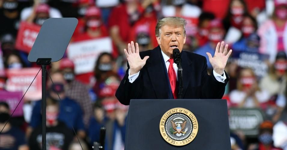 President Donald Trump speaks during a campaign rally in Fayetteville, North Carolina on September 19, 2020.