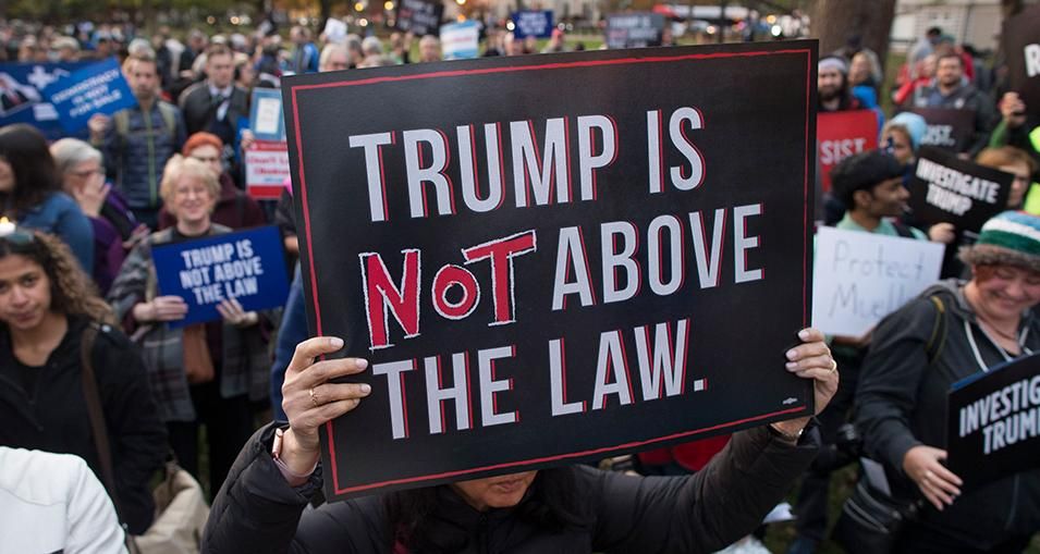 TRUMP IS NOT ABOVE THE LAW: A protest in Washington, D.C., on Nov. 8, 2018.