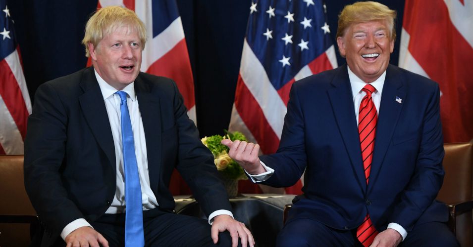 US President Donald Trump and British Prime Minister Boris Johnson hold a meeting at UN Headquarters in New York, September 24, 2019, on the sidelines of the United Nations General Assembly. (Photo: Saul Loeb/AFP/Getty Images)