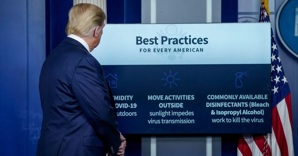 President Donald Trump participates in the daily briefing of the coronavirus task force at the White House on April 23, 2020 in Washington, D.C. (Photo: Drew Angerer/Getty Images)