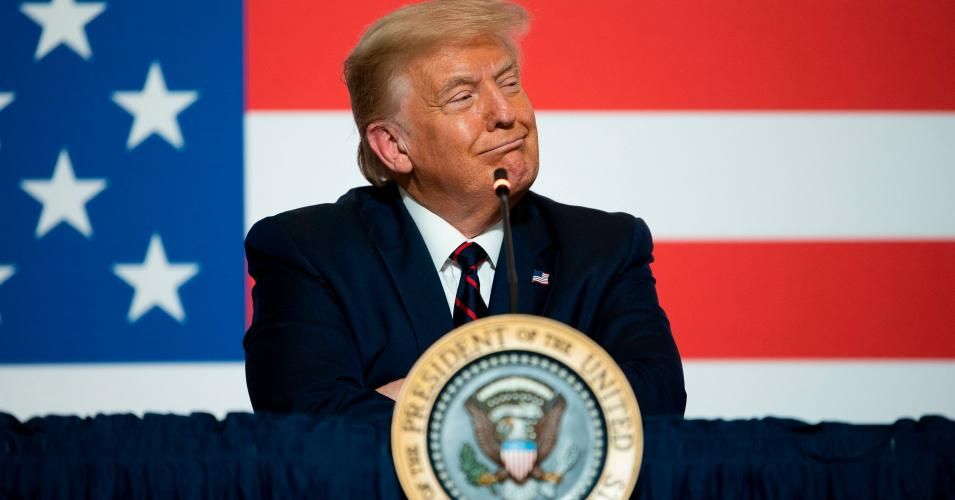 US President Donald Trump participates in a roundtable discussion on donating plasma at the American Red Cross National Headquarters on July 30, 2020 in Washington, DC. (Photo: Jim Watson/AFP via Getty Images)