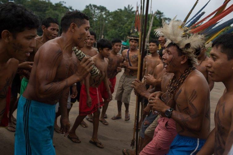Kinja indigenous people during a ceremony in the Waimiri-Atroari Reserve in 2019. (Photo: Bruno Kelly/Amazônia Real. Creative Commons)Kinja indigenous people during a ceremony in the Waimiri-Atroari Reserve in 2019. (Photo: Bruno Kelly/Amazônia Real. Creative Commons)