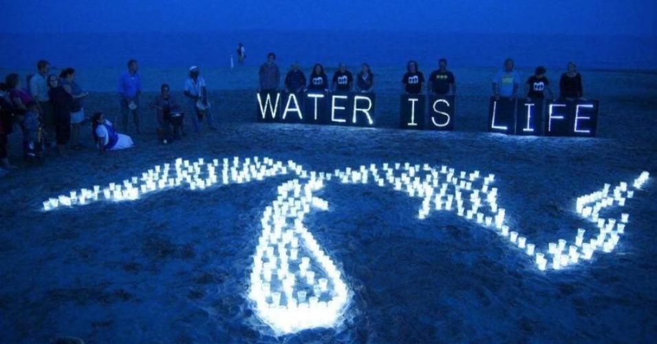 Message reads Water is life