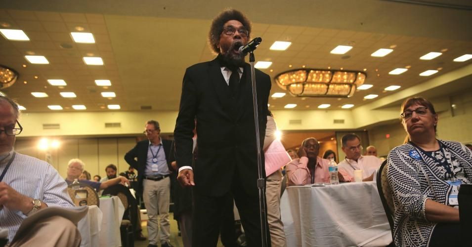 Dr. Cornel West speaks to the Platform Committee in Orlando last weekend. (Photo: Joe Roulette/flickr/cc)