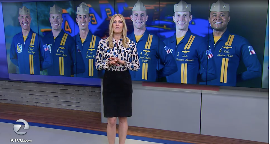 KTVU Reporter Heather Holmes got a ride with the Blue Angels—and did nothing but PR for the Navy. (Photo: Screenshot) 