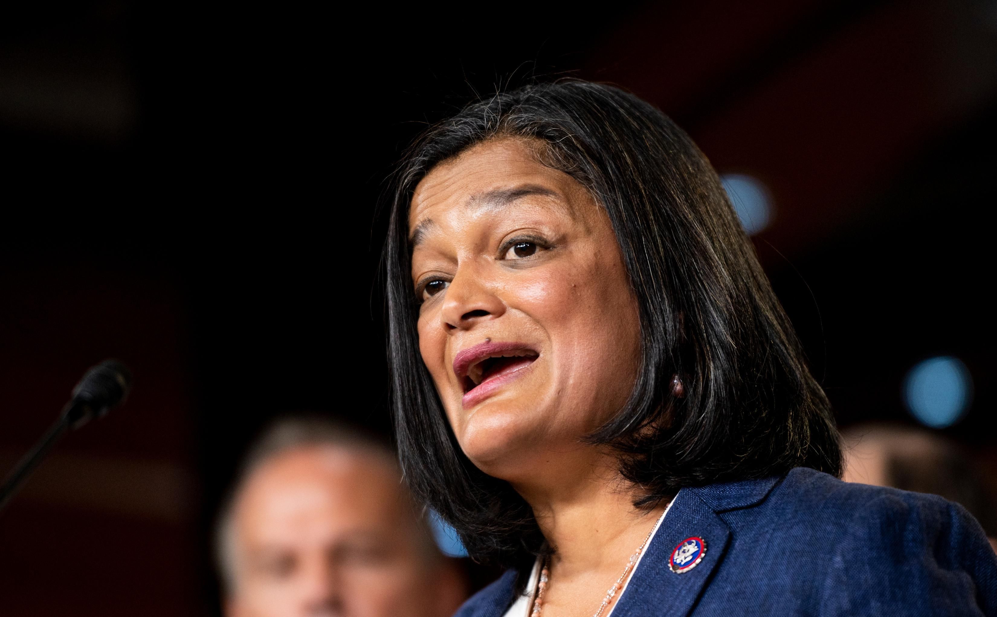 Rep. Pramila Jayapal (D-Wash.)&nbsp;participates in a&nbsp;news conference at&nbsp;the Capitol&nbsp;in Washington, D.C. on June 16, 2021. (Photo: Bill Clark/CQ-Roll Call, Inc. via Getty Images)
