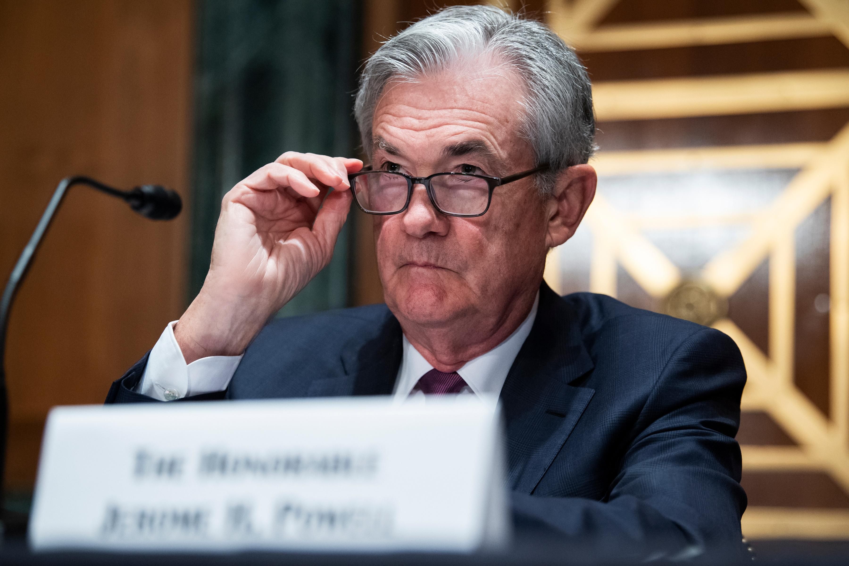 Fed Chair Jerome Powell appears at a Senate hearing