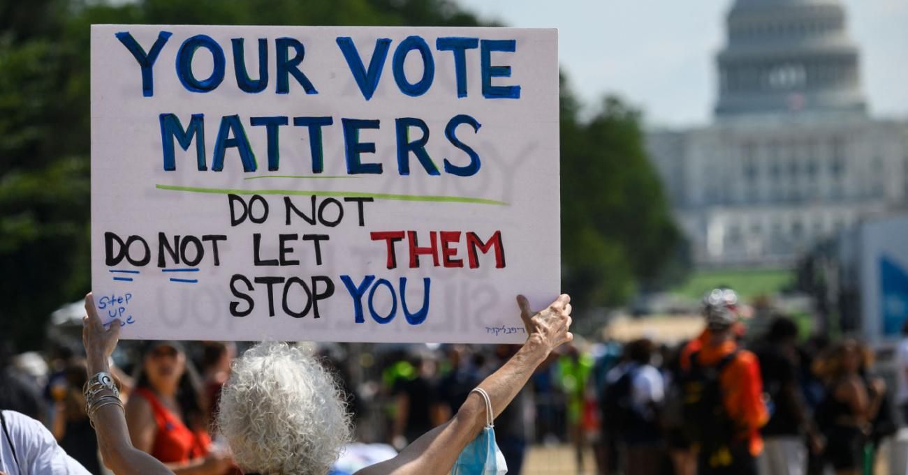 Demonstrators rally for voting rights in Washington, D.C.