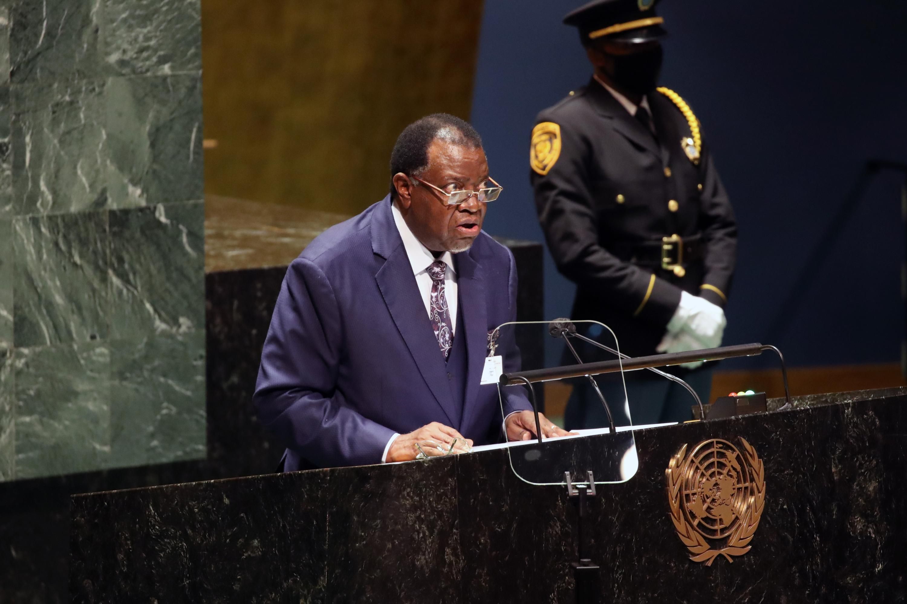 Namibia's president speaks at the U.N. General Assembly