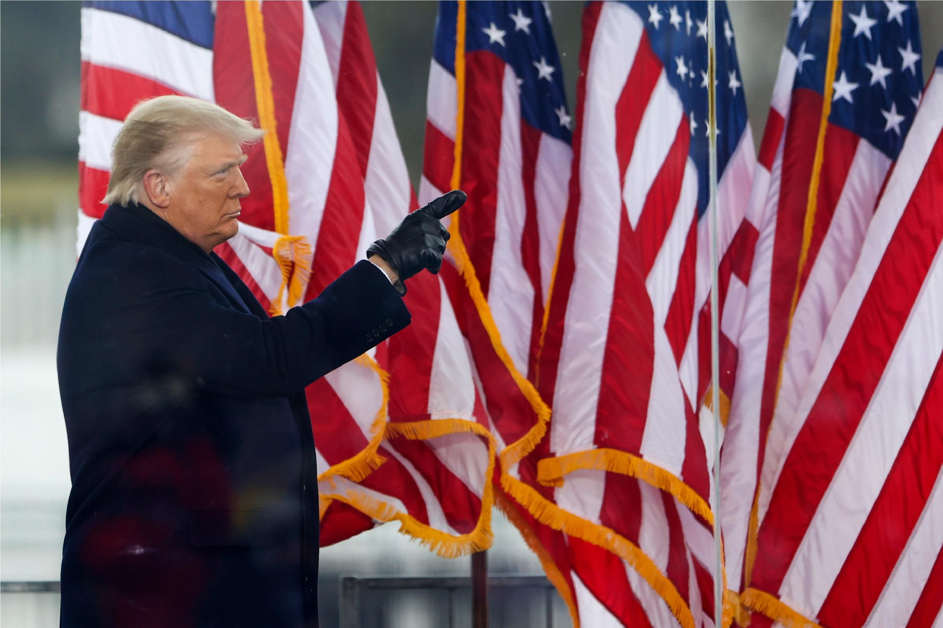 Then-President Donald Trump addresses his supporters