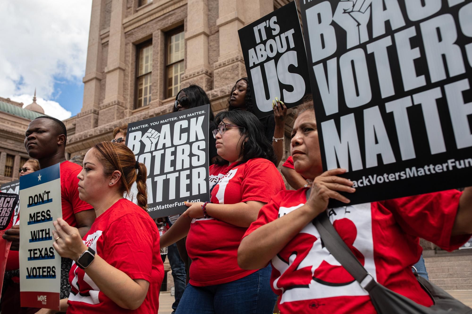 Voters protest in Austin