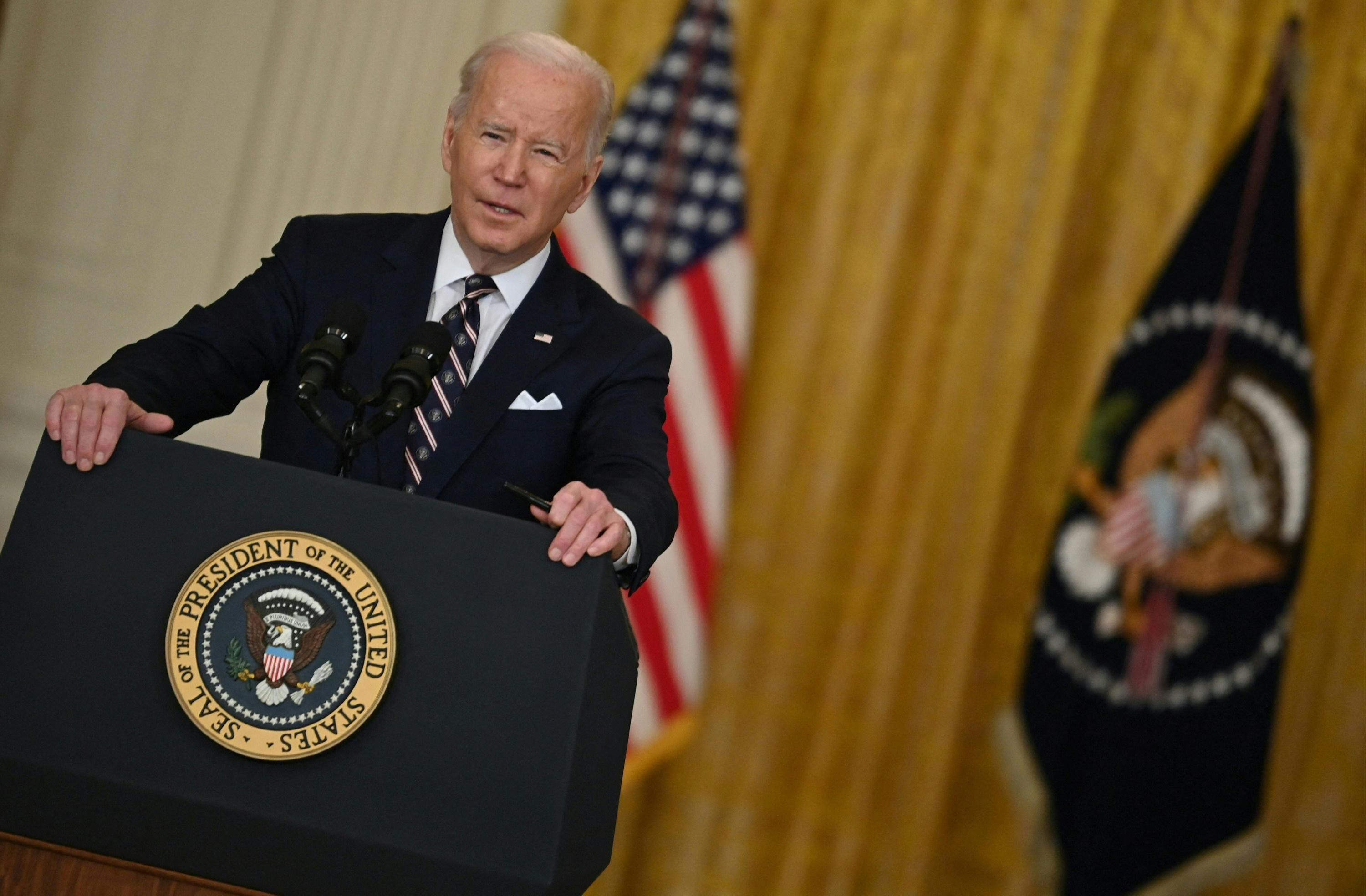 U.S. President Joe Biden speaks from the White House