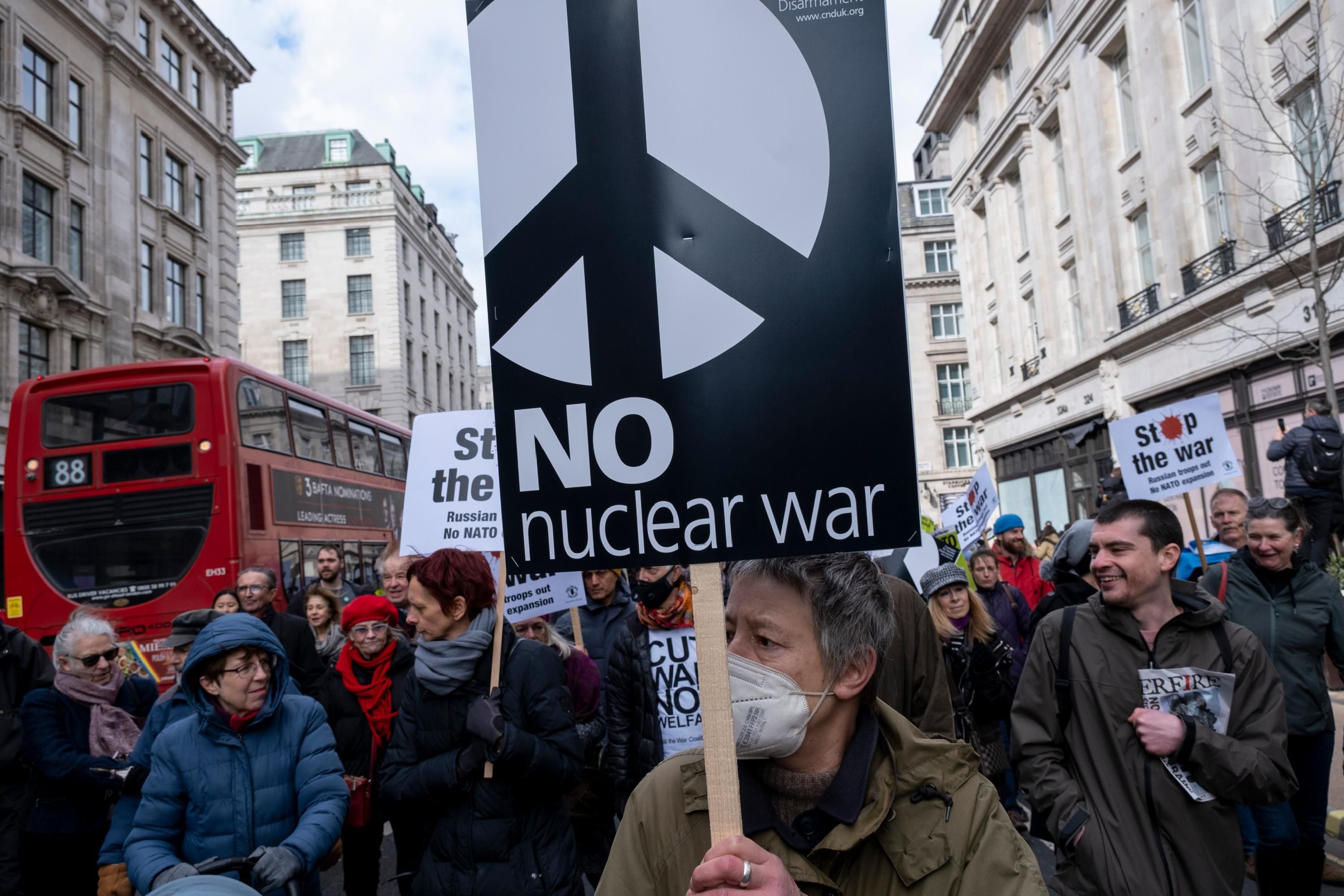 Demonstrators protest Russia's invasion of Ukraine