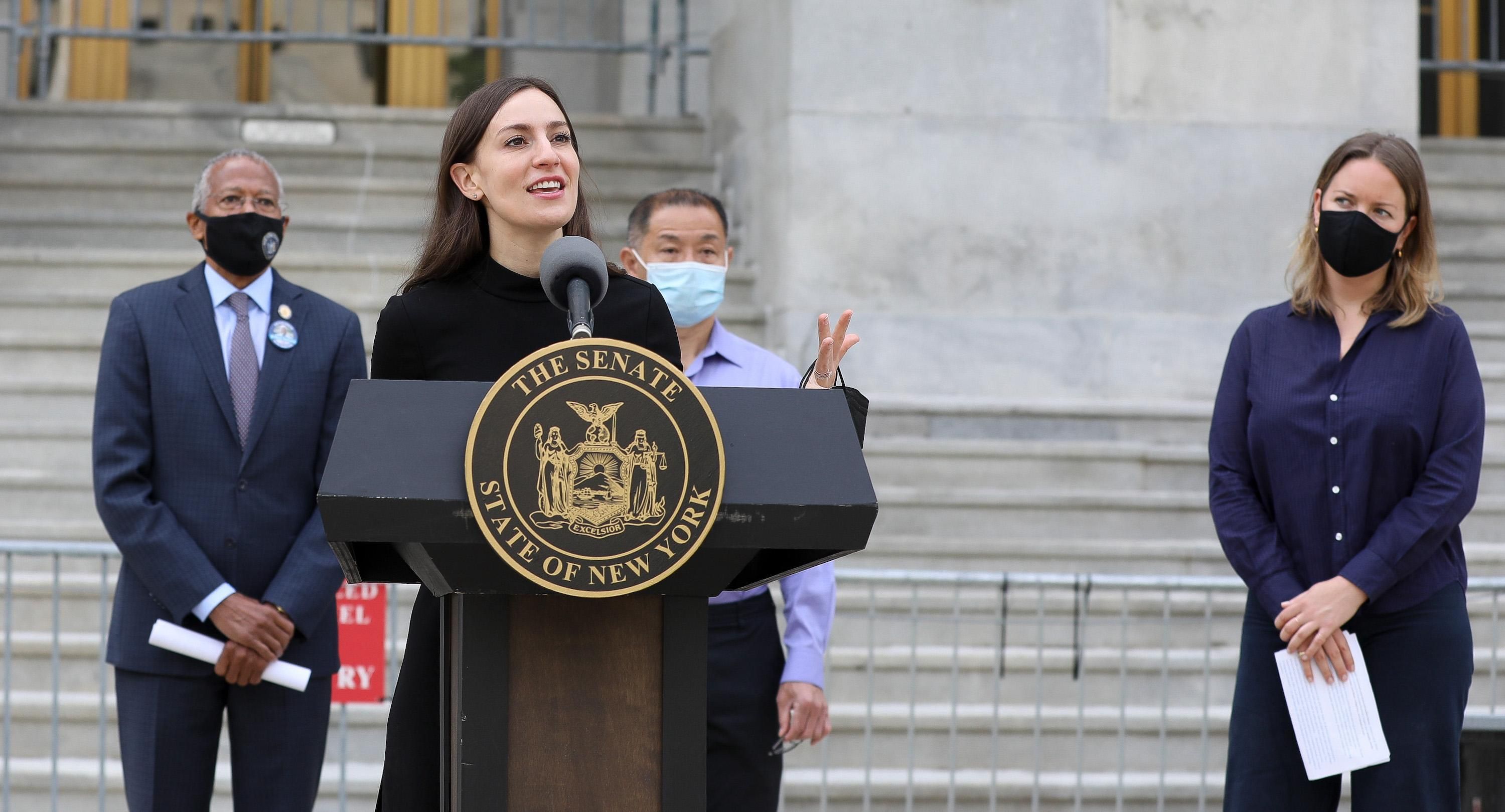 New York state Sen. Alessandra Biaggi holds a press conference in Albany on June 2, 2021. (Photo: NYS Senate Photo/CC BY 2.0)