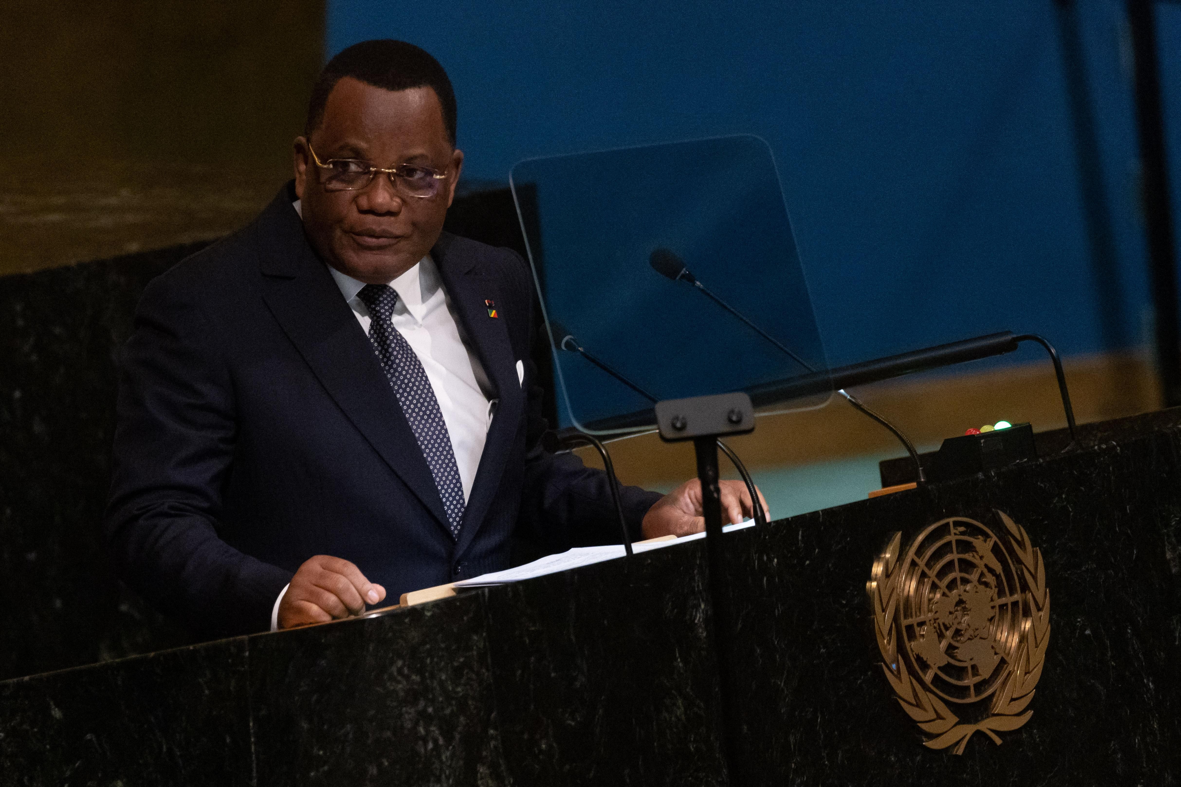 Congolese Foreign Minister Jean-Claude Gakosso speaking at the UN General Assembly