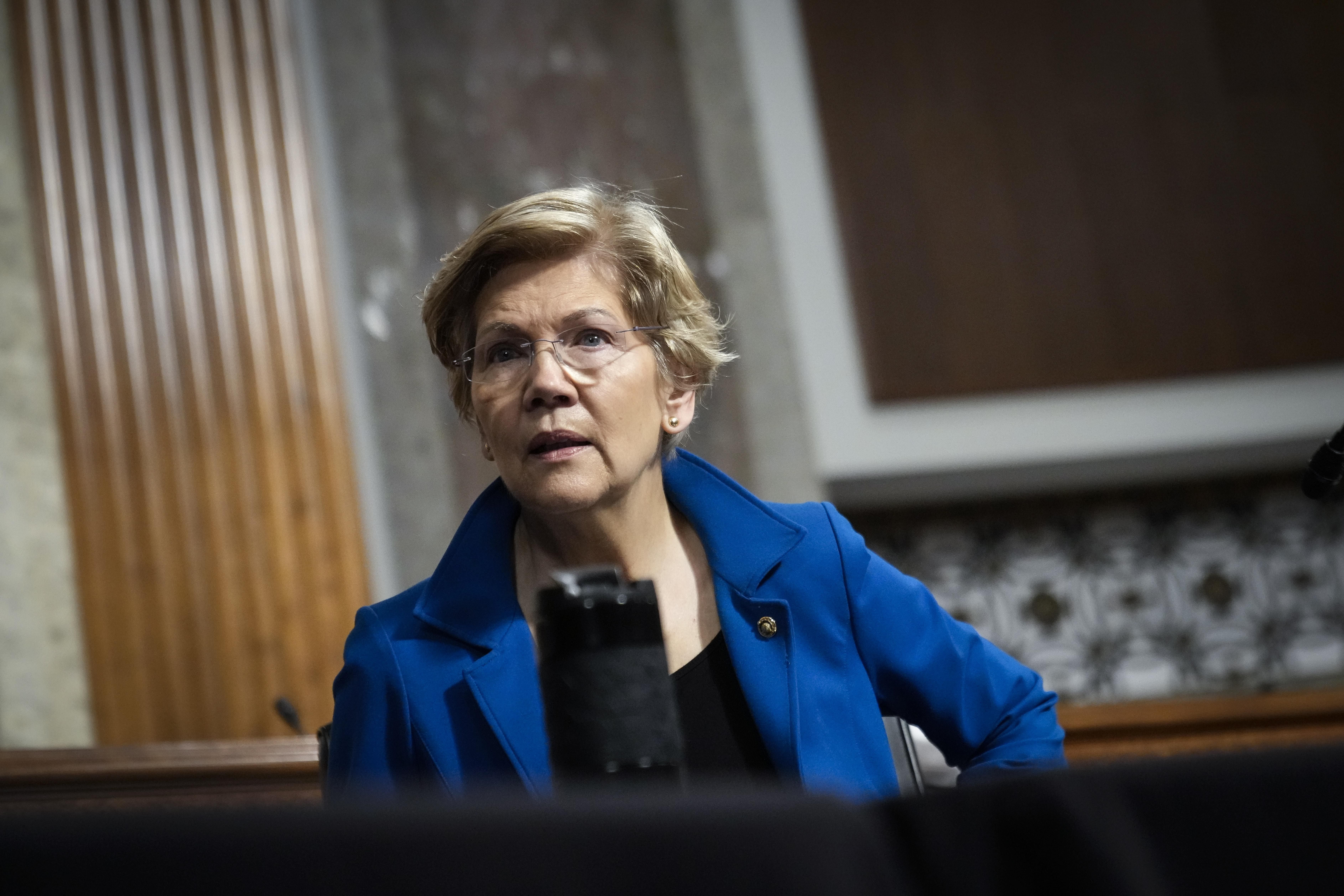 Sen. Elizabeth Warren speaks at a hearing