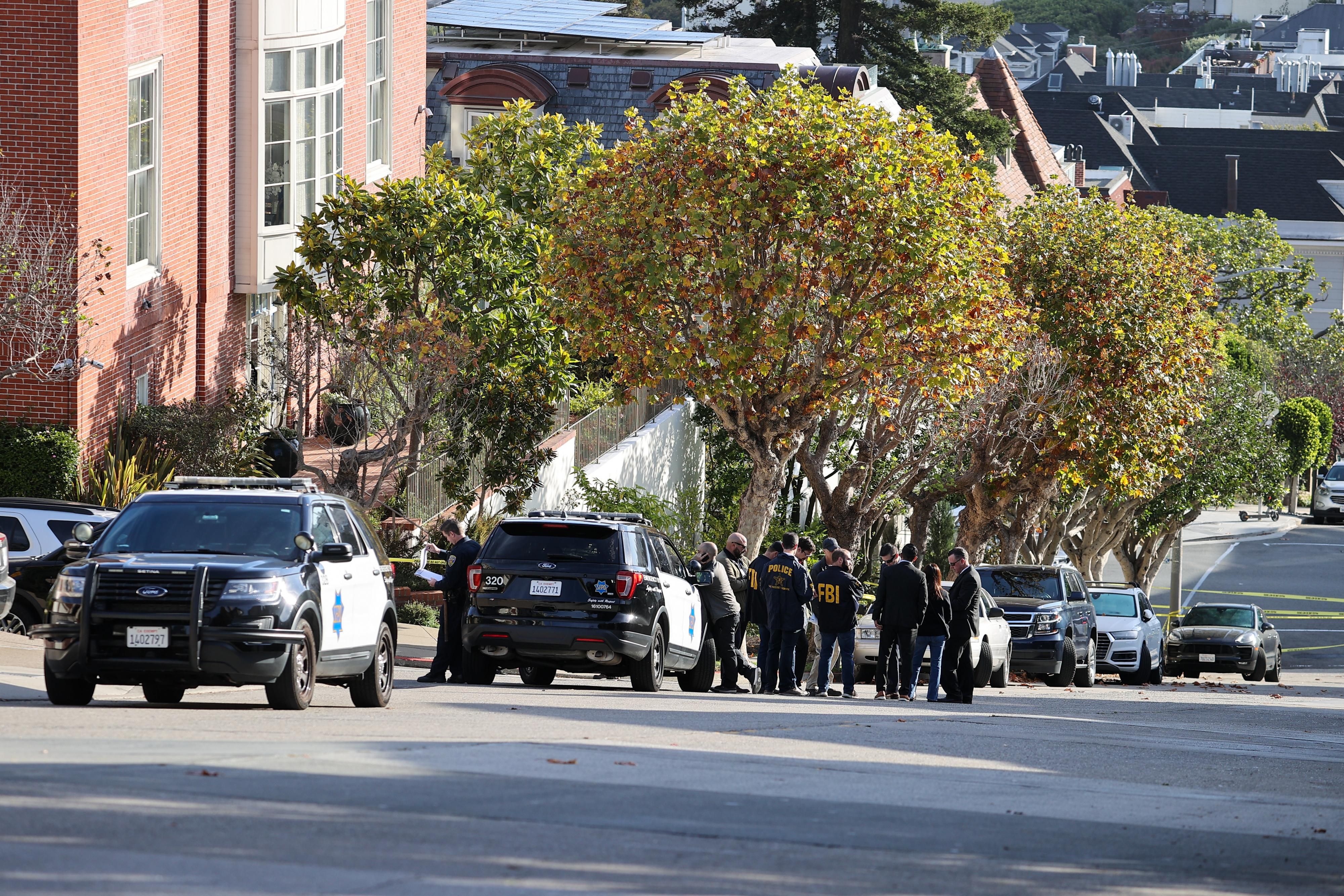 Police outside Pelosi home
