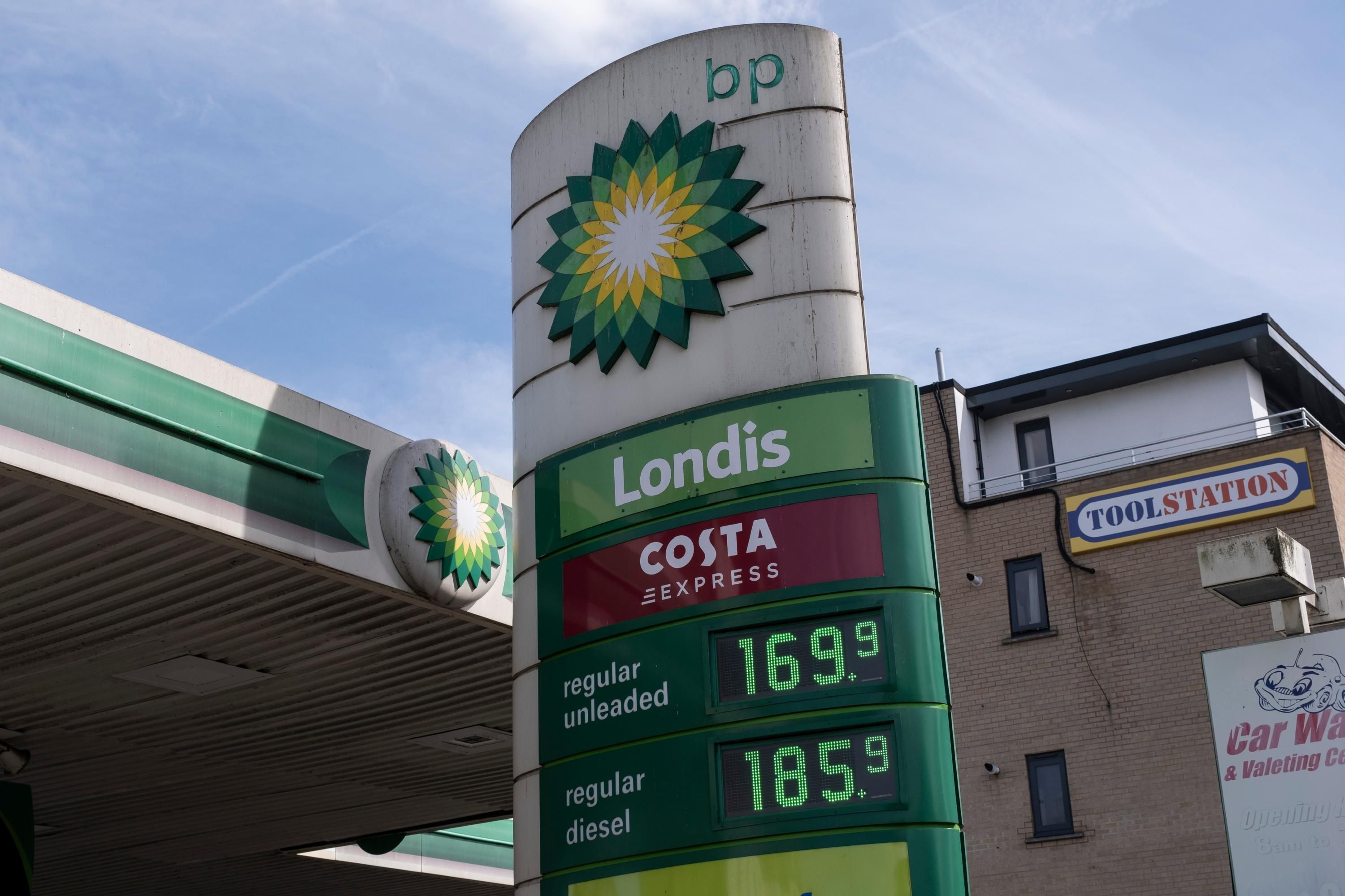 A BP station is seen in London
