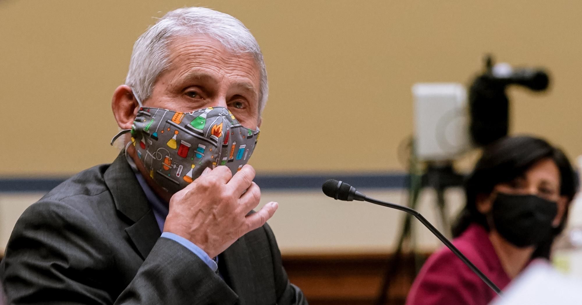 Dr. Anthony Fauci, chief medical adviser to President Joe Biden, testifies at a House hearing on April 15, 2021 on Capitol Hill in Washington, D.C.